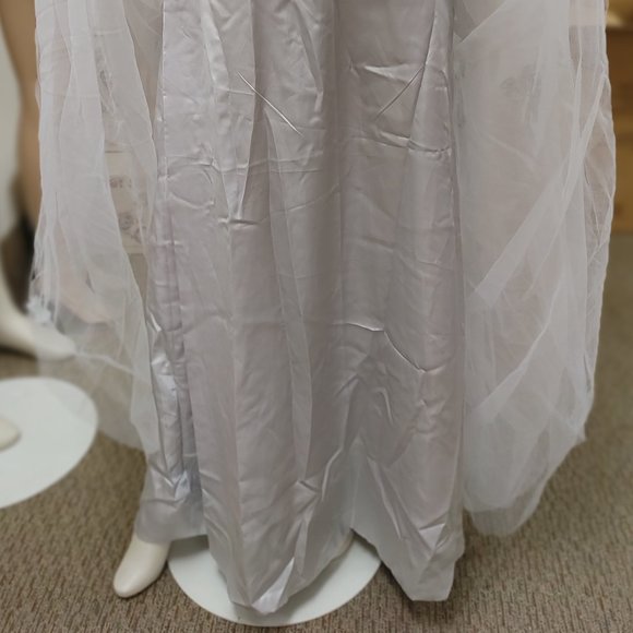 PROM/WEDDING LIGHT GRAY TULLE WITH FLORAL APPLIQUES BY BABYONLINE D.R.E.S.S. - Picture 8 of 13